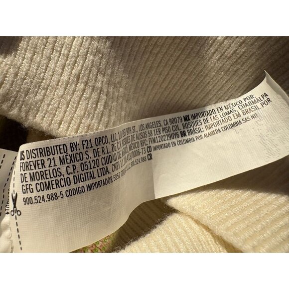 Forever 21 Strawberry Print Cream Cardigan Oversized Fit Medium - Picture 4 of 5